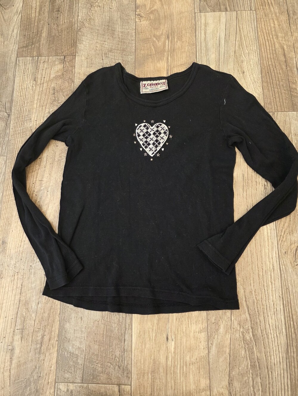 Vintage 90s Z Cavaricci Heart Long Sleeve Top Euc Made In Usa
